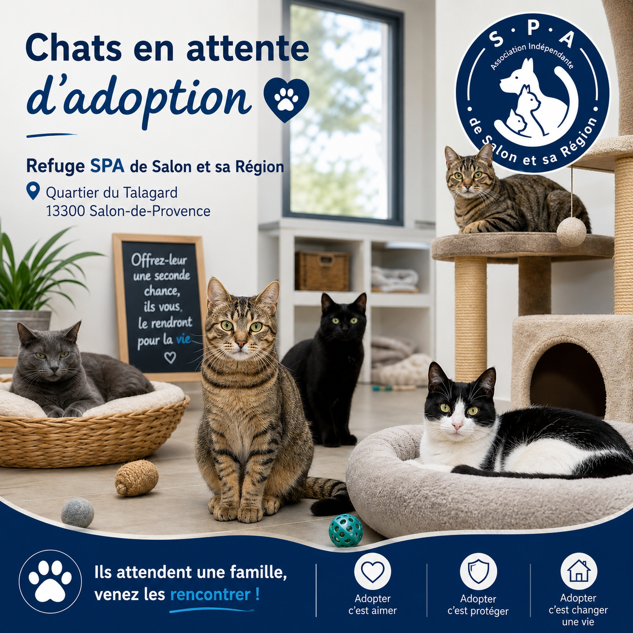 Chats en attente d’adoption à la SPA de Salon-de-Provence et sa Région