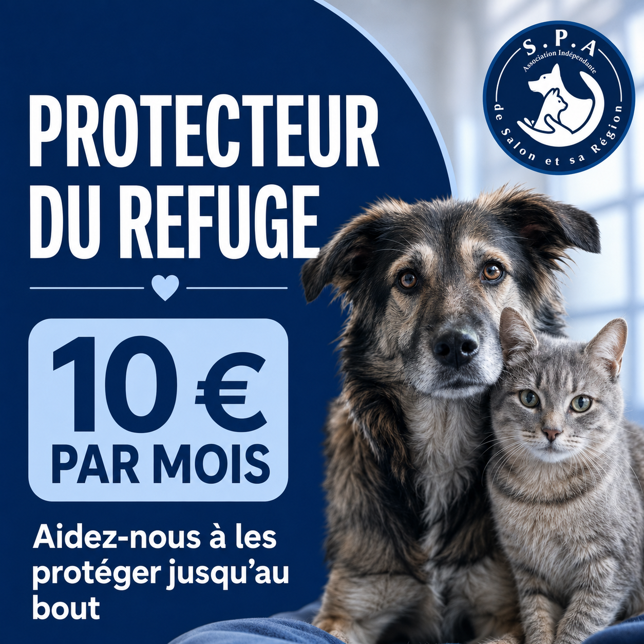 Devenir Protecteur du Refuge avec un don de 10 euros par mois