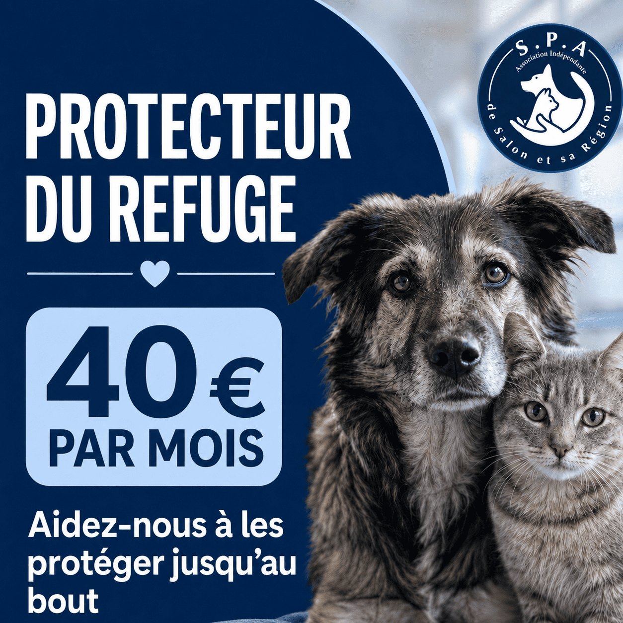 Devenir Protecteur du Refuge avec un don de 40 euros par mois