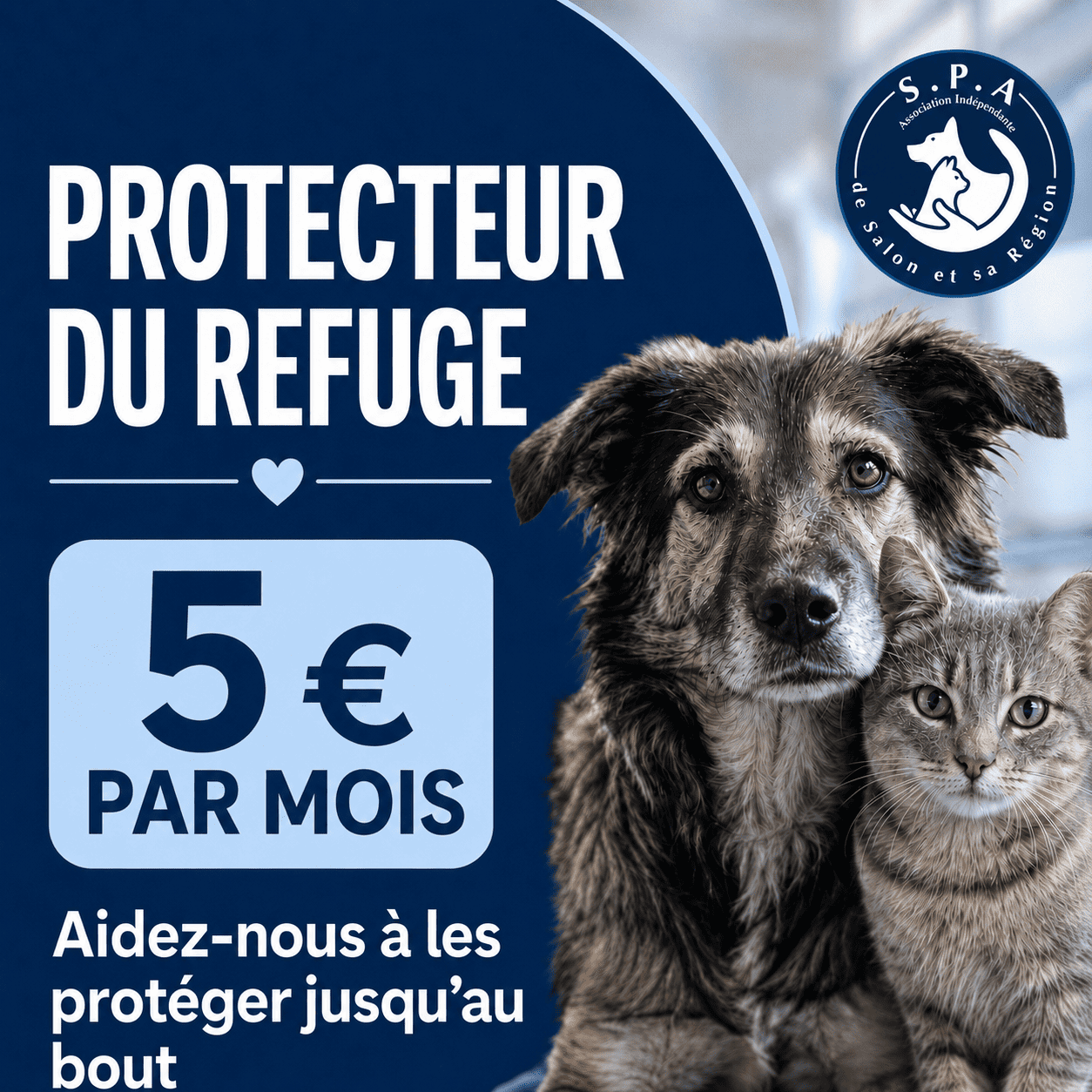 Devenir Protecteur du Refuge avec un don de 5 euros par mois