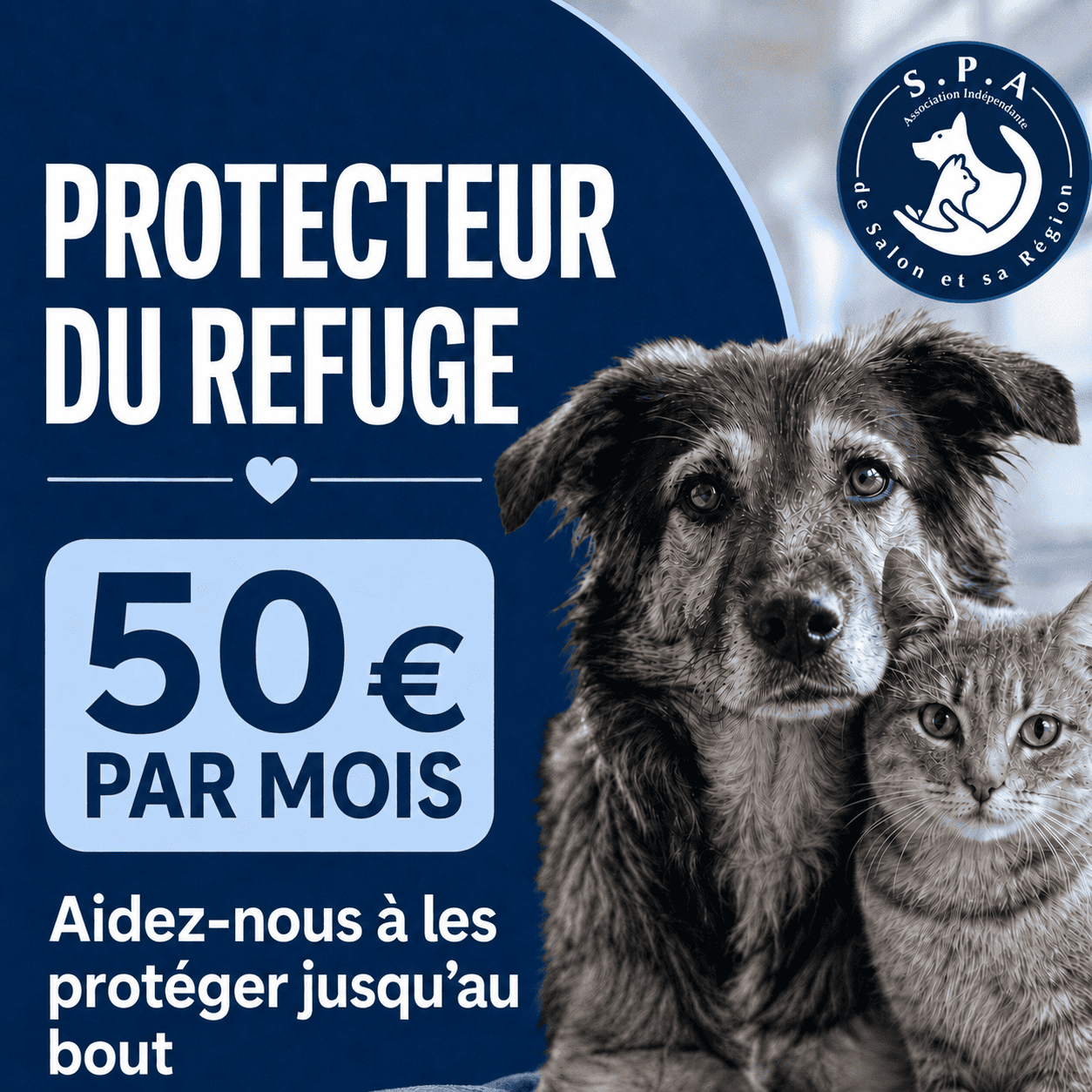 Devenir Protecteur du Refuge avec un don de 50 euros par mois